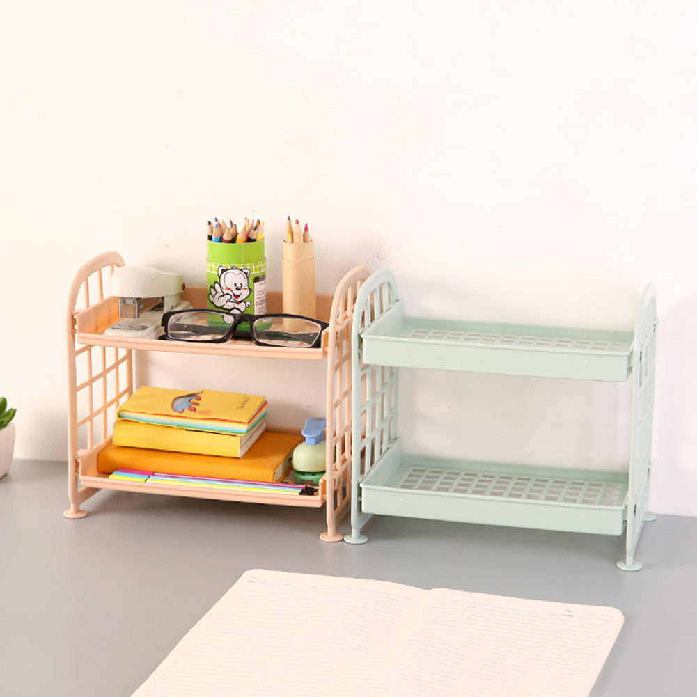 Double Layers Storage Rack Plastic Makeup Cosmetic Kitchen Bathroom Organizer