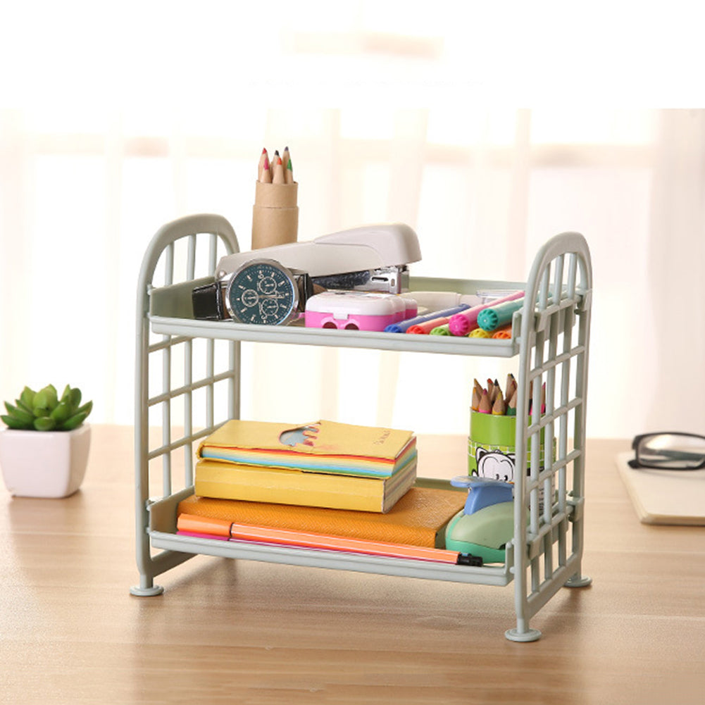 Double Layers Storage Rack Plastic Makeup Cosmetic Kitchen Bathroom Organizer