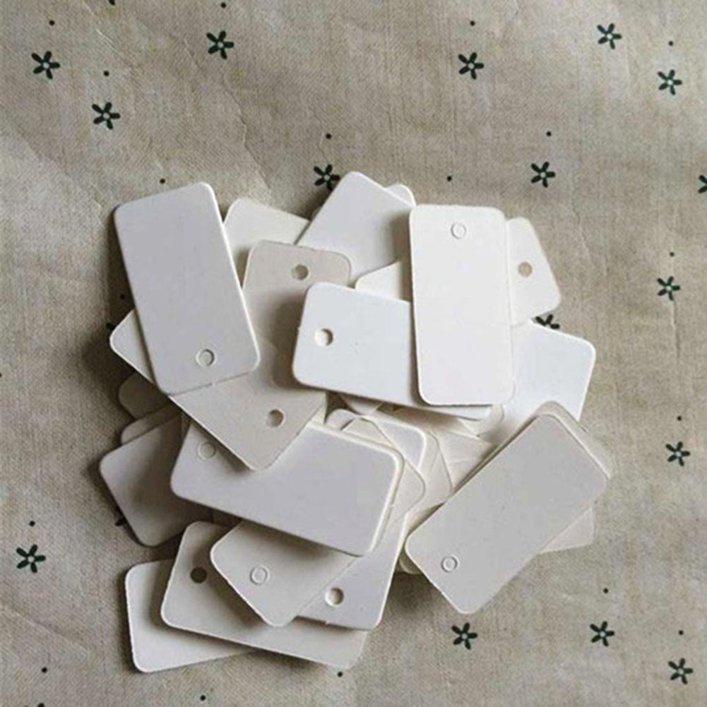 100Pcs 40x20mm White Blank Label Price Tags DIY Paper Cards Hangtags Bookmarks