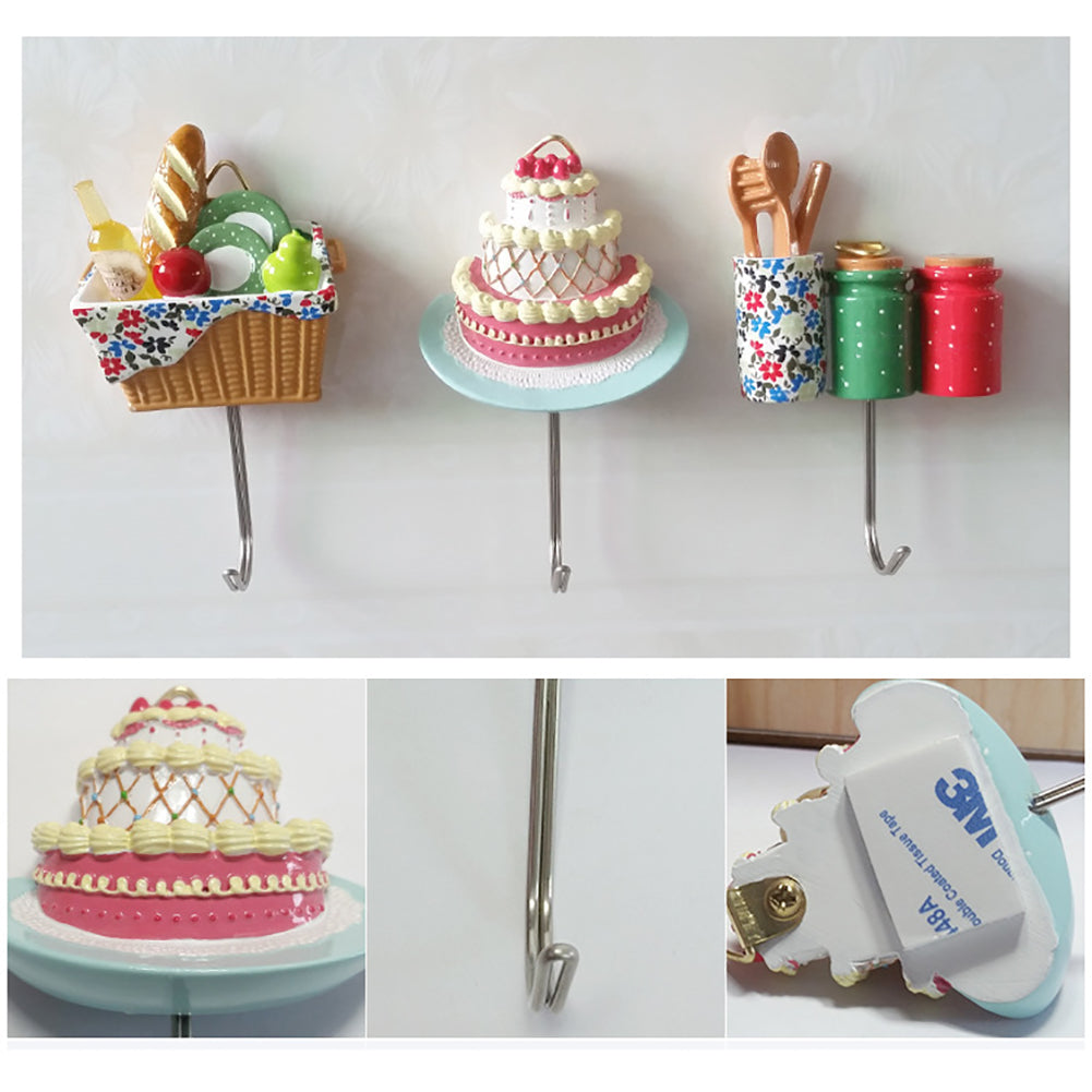 Cake Toothbrush Cup Pan Basket Shape Hook Wall Hangers Rack Organizer Room Decor