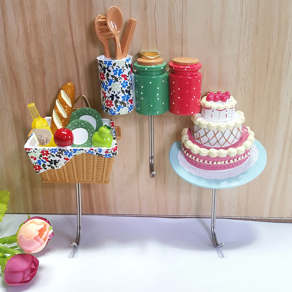 Cake Toothbrush Cup Pan Basket Shape Hook Wall Hangers Rack Organizer Room Decor