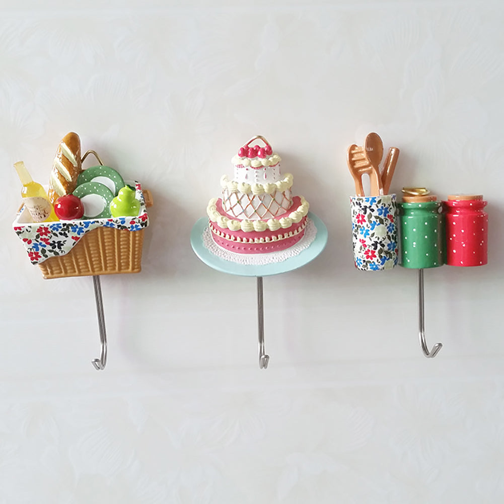 Cake Toothbrush Cup Pan Basket Shape Hook Wall Hangers Rack Organizer Room Decor