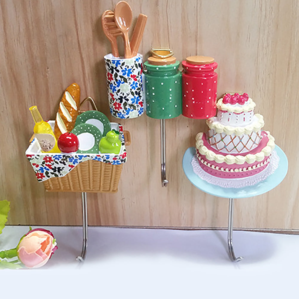 Cake Toothbrush Cup Pan Basket Shape Hook Wall Hangers Rack Organizer Room Decor