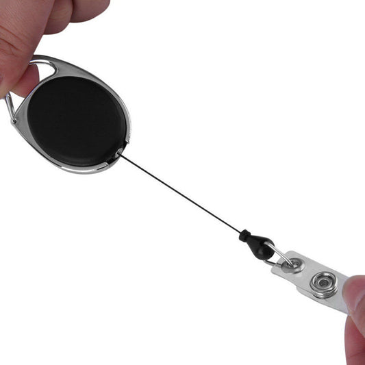 Retractable Pull Key ID Badge Card Tag Clip Holder Carabiner Style Reel Recoil