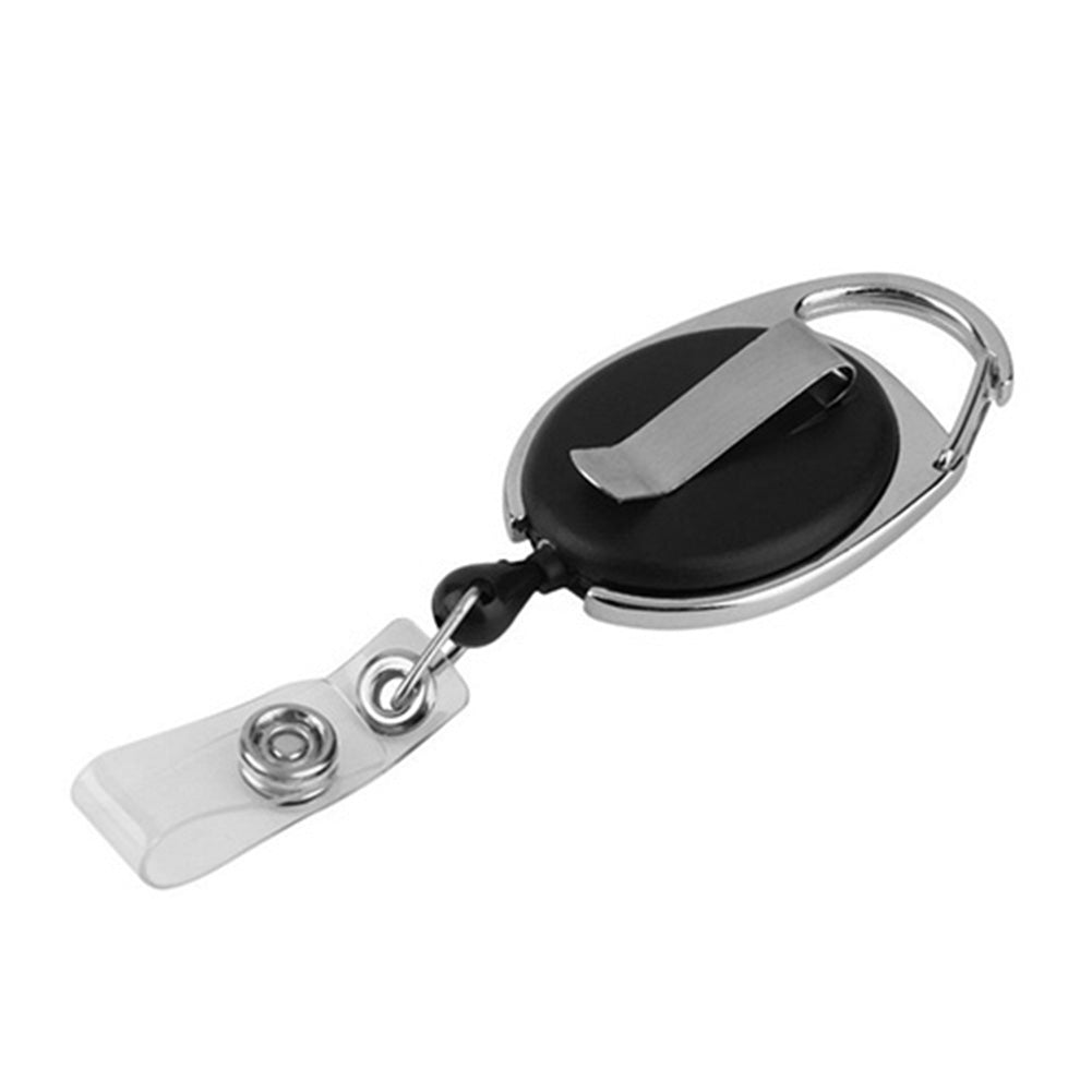 Retractable Pull Key ID Badge Card Tag Clip Holder Carabiner Style Reel Recoil