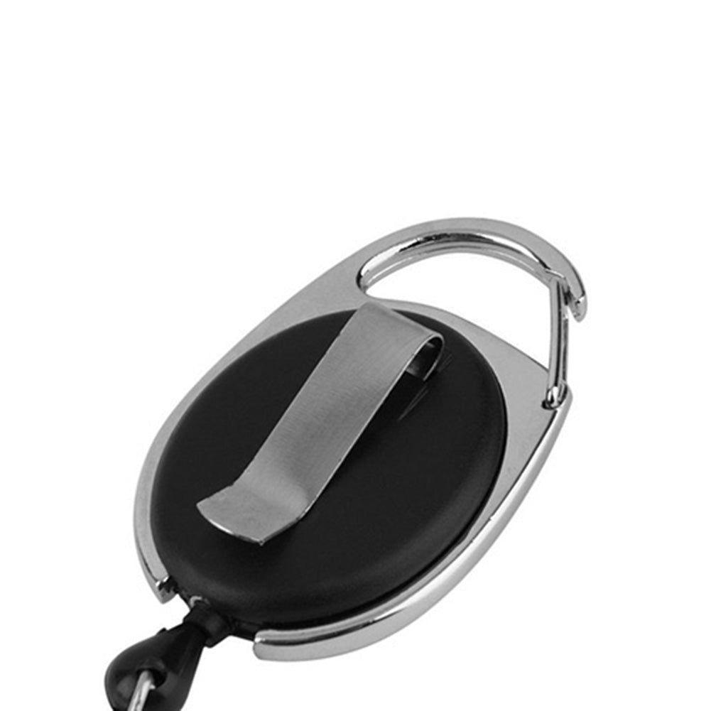 Retractable Pull Key ID Badge Card Tag Clip Holder Carabiner Style Reel Recoil