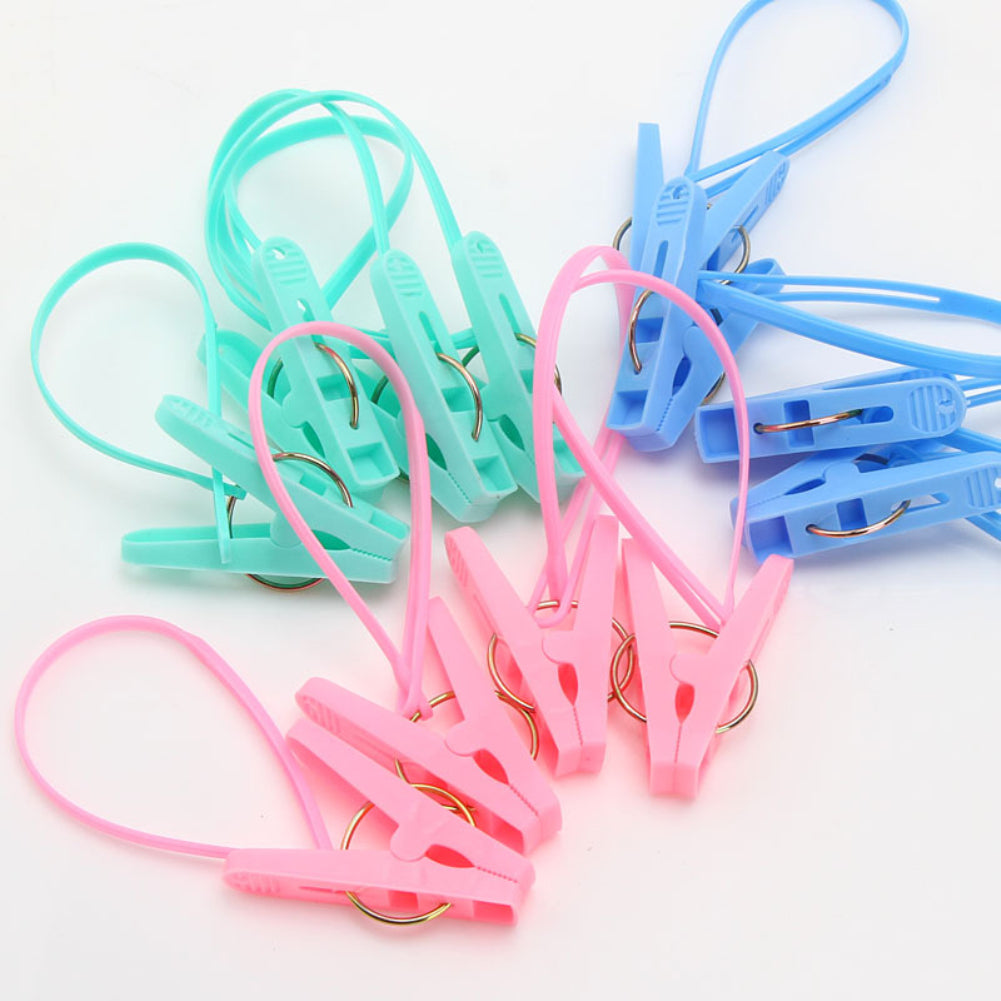 12Pcs Clothespins Plastic Clothesline Drying Clips Underwear Tie Sock Hanger