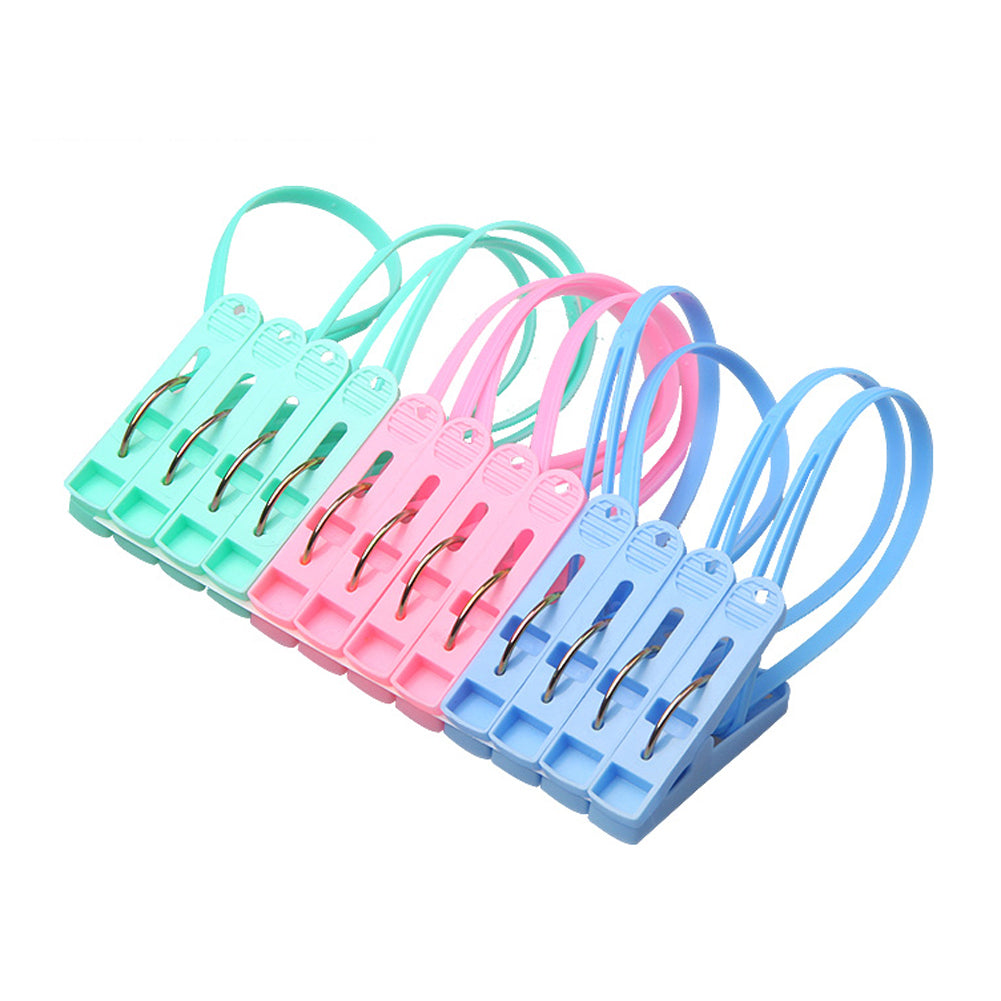 12Pcs Clothespins Plastic Clothesline Drying Clips Underwear Tie Sock Hanger