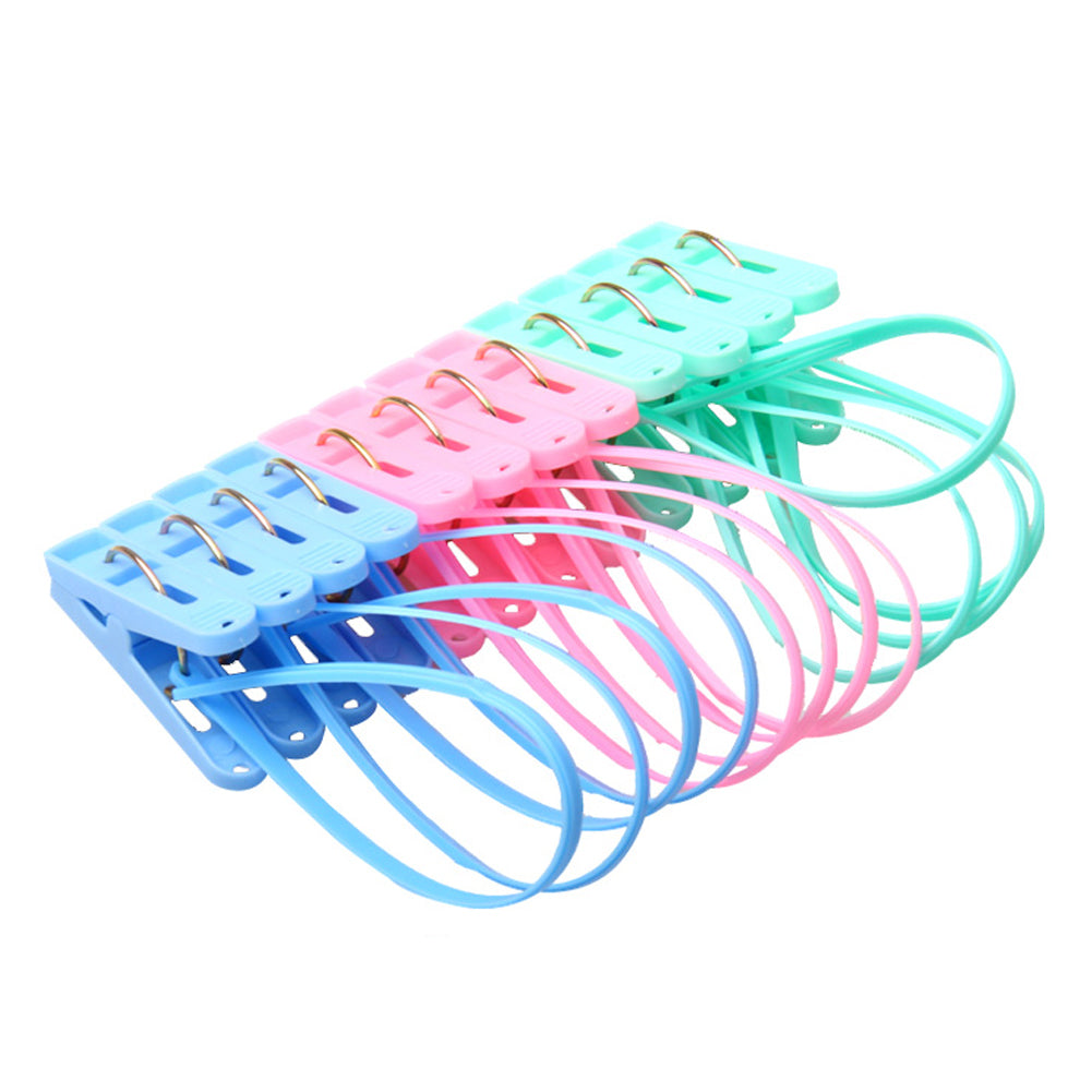 12Pcs Clothespins Plastic Clothesline Drying Clips Underwear Tie Sock Hanger