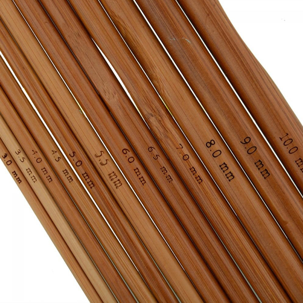 12Pcs/Set 3-10mm Bamboo Handle Crochet Hooks Scarf Sweater Knitting Needles