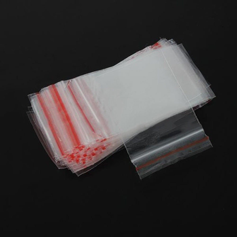 100 Pcs Resealable Plastic Self Press Seal Zip Lock Bags Clear Poly Ziplock