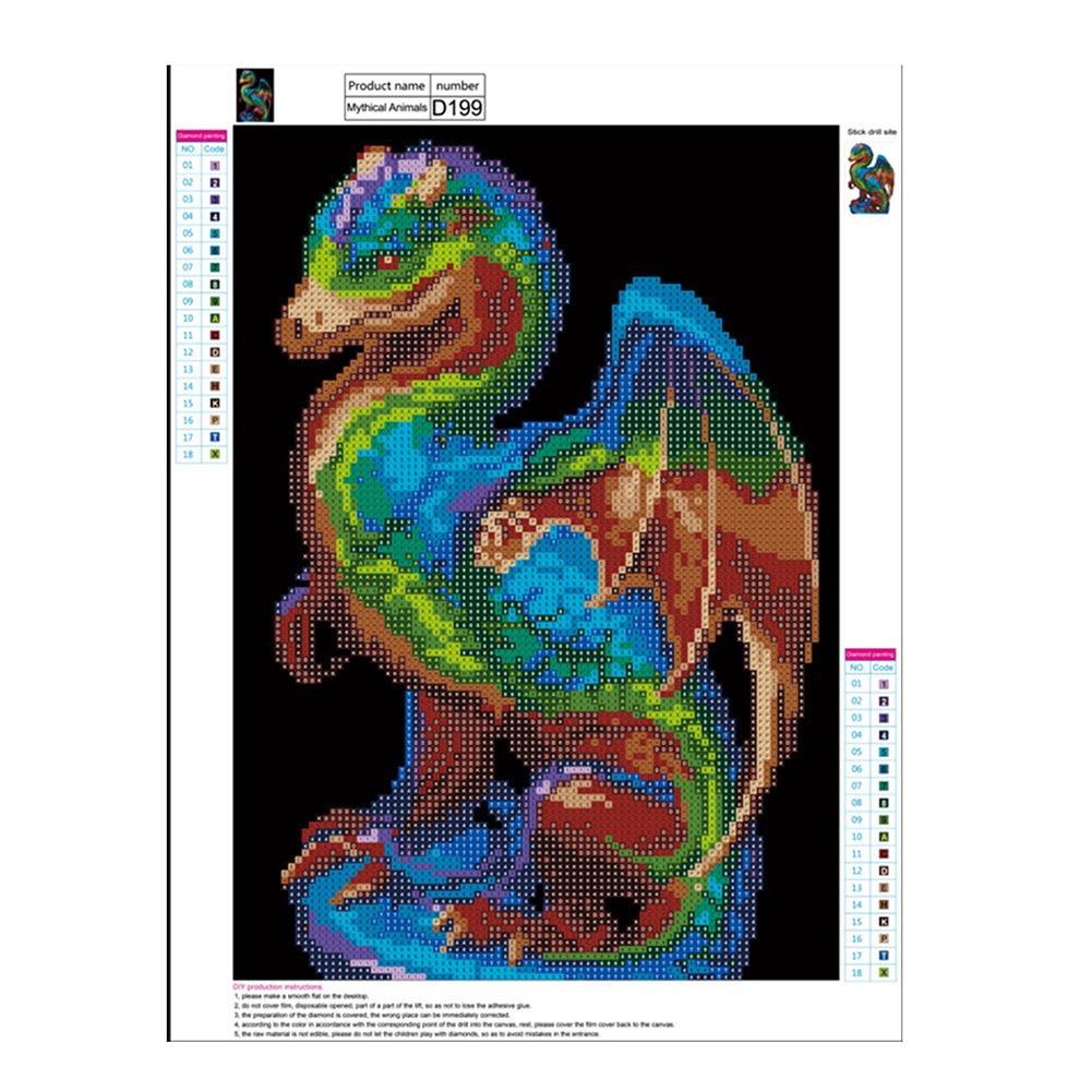 Colorful Dragon 5D Partial Diamond DIY Wall Painting Cross Stitch Home Decor