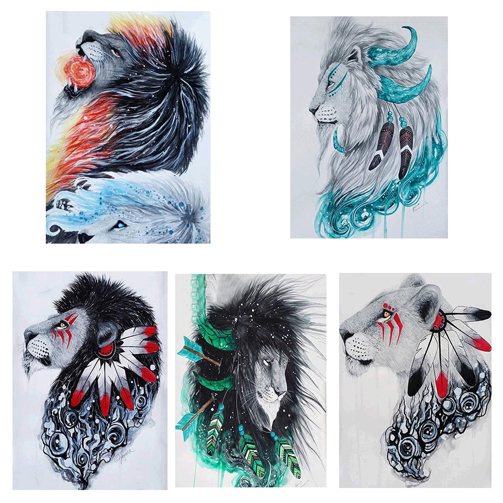 Tribal Lion Head Cool DIY Full Diamond Painting Cross Stitch Craft Wall Decor