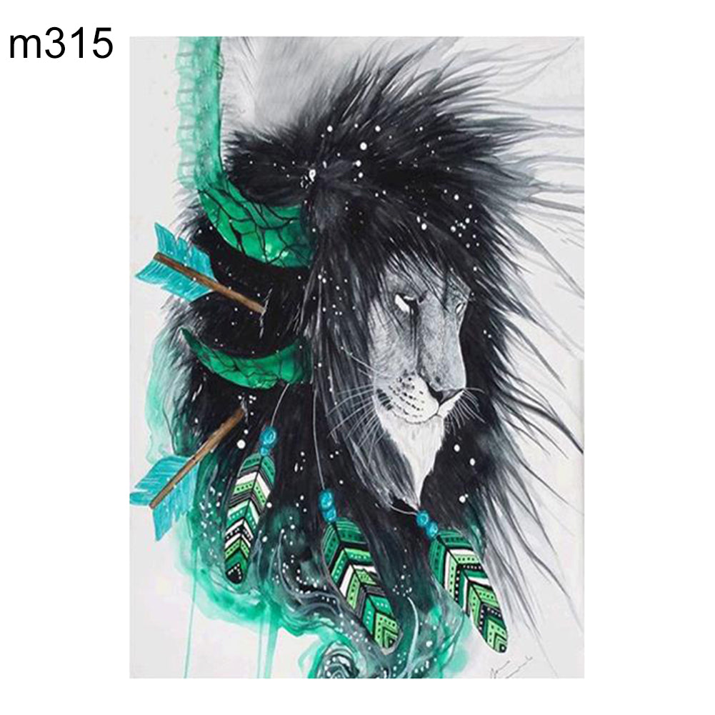Tribal Lion Head Cool DIY Full Diamond Painting Cross Stitch Craft Wall Decor
