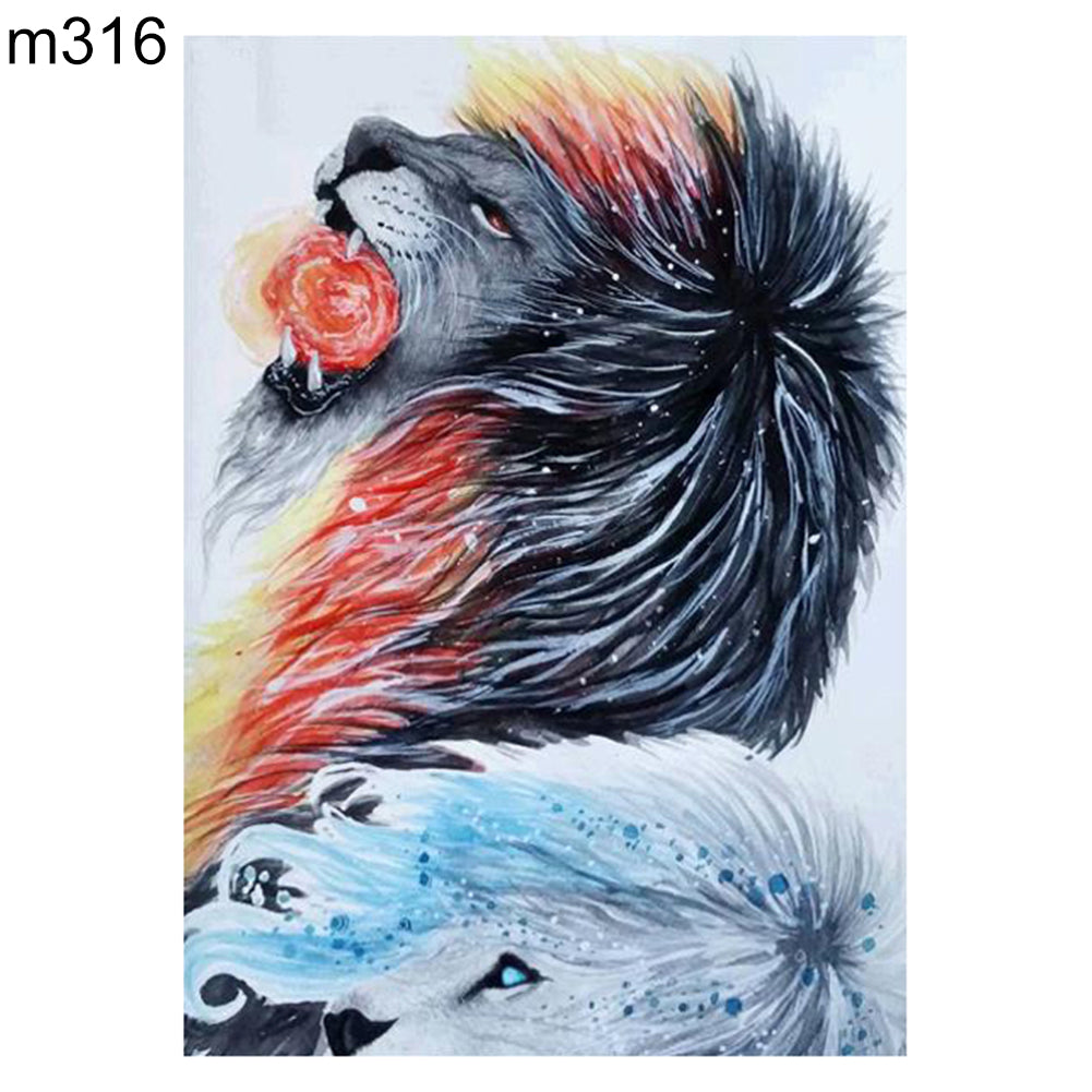 Tribal Lion Head Cool DIY Full Diamond Painting Cross Stitch Craft Wall Decor