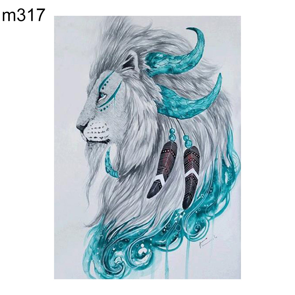 Tribal Lion Head Cool DIY Full Diamond Painting Cross Stitch Craft Wall Decor