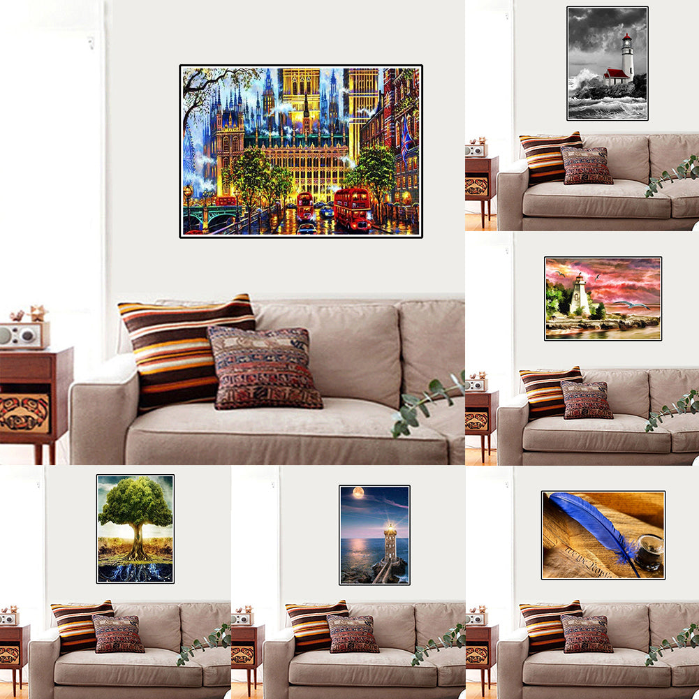 Lighthouse Feather DIY Partial Diamond Painting Wall Decor Cross Stitch Craft