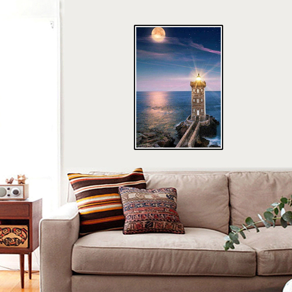 Lighthouse Feather DIY Partial Diamond Painting Wall Decor Cross Stitch Craft