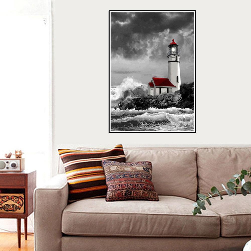 Lighthouse Feather DIY Partial Diamond Painting Wall Decor Cross Stitch Craft