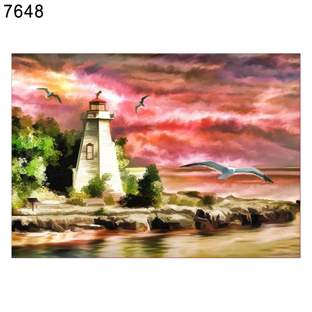 Lighthouse Feather DIY Partial Diamond Painting Wall Decor Cross Stitch Craft