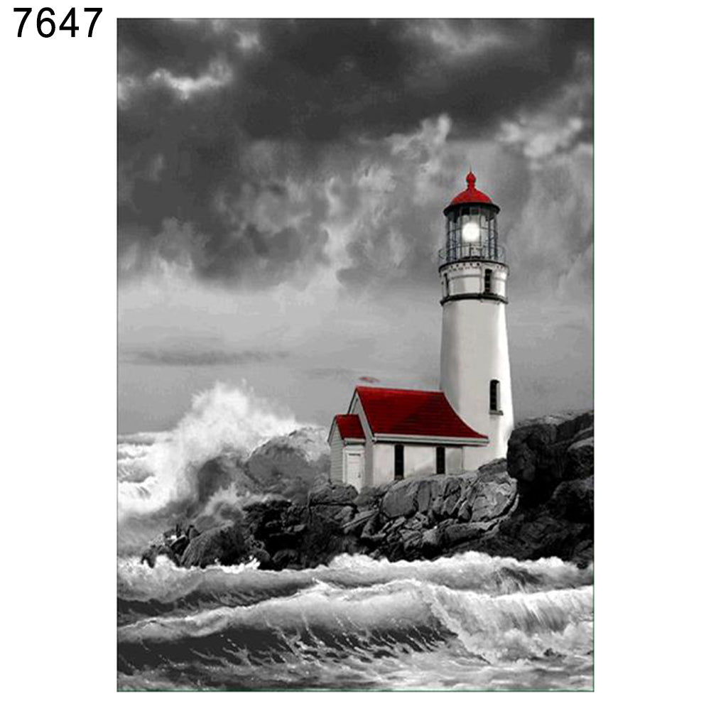 Lighthouse Feather DIY Partial Diamond Painting Wall Decor Cross Stitch Craft