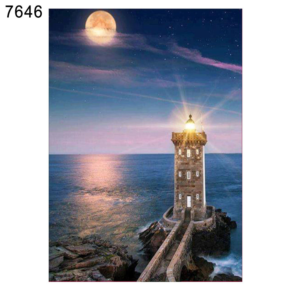 Lighthouse Feather DIY Partial Diamond Painting Wall Decor Cross Stitch Craft