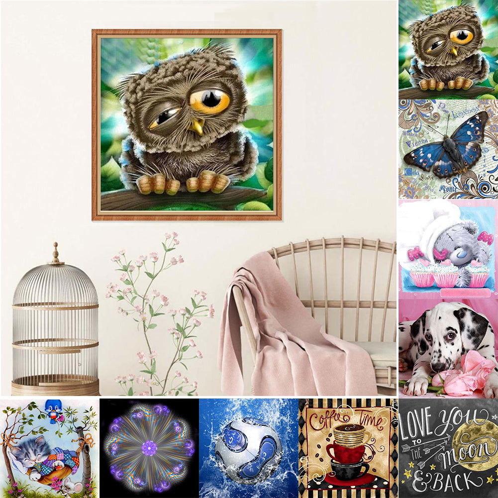 Cartoon Cat Dog Owl Full Diamond Painting DIY Handmade Craft Cross Stitch Decor
