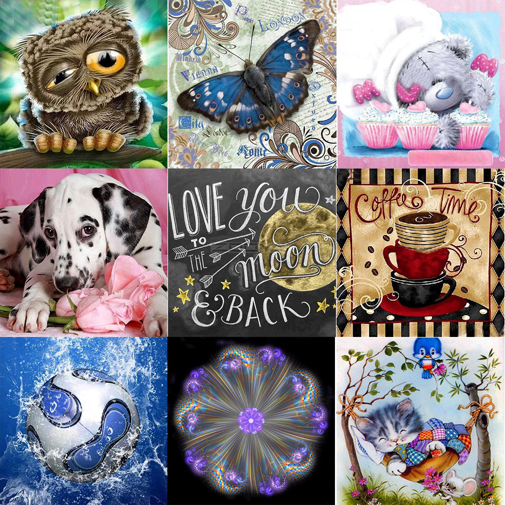 Cartoon Cat Dog Owl Full Diamond Painting DIY Handmade Craft Cross Stitch Decor