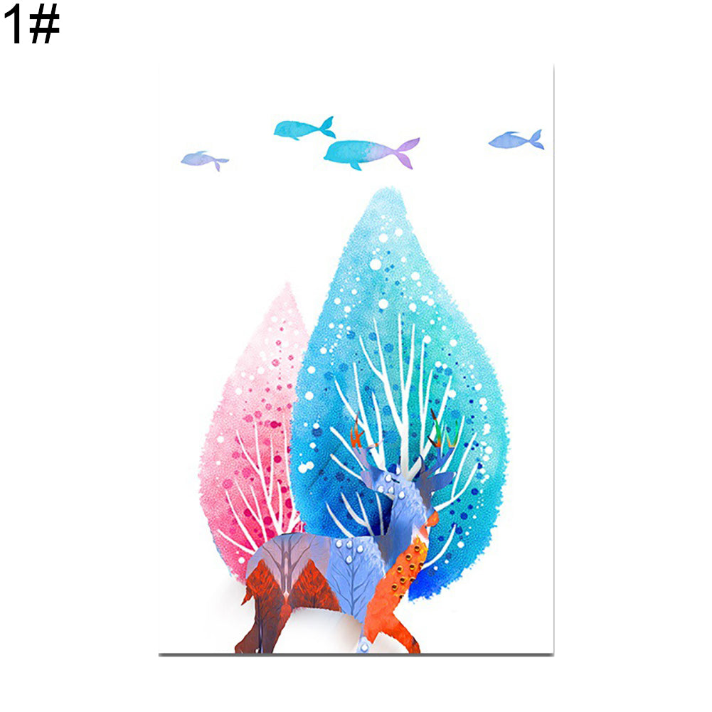 Colorful Tree and Deer Wall Hanging Painting Canvas Non-fading Home Decor Gift