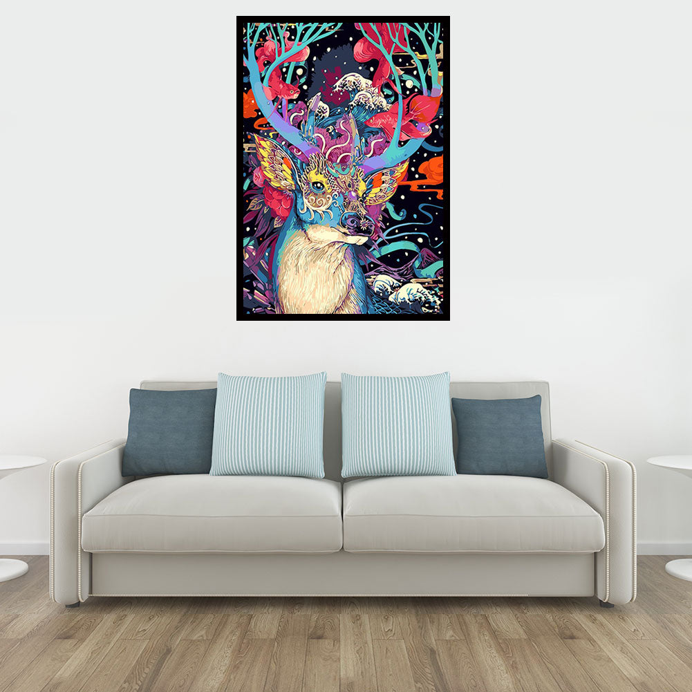 Colorful Deer 5D Full Diamond Wall Art Painting DIY Cross Stitch Home Decor