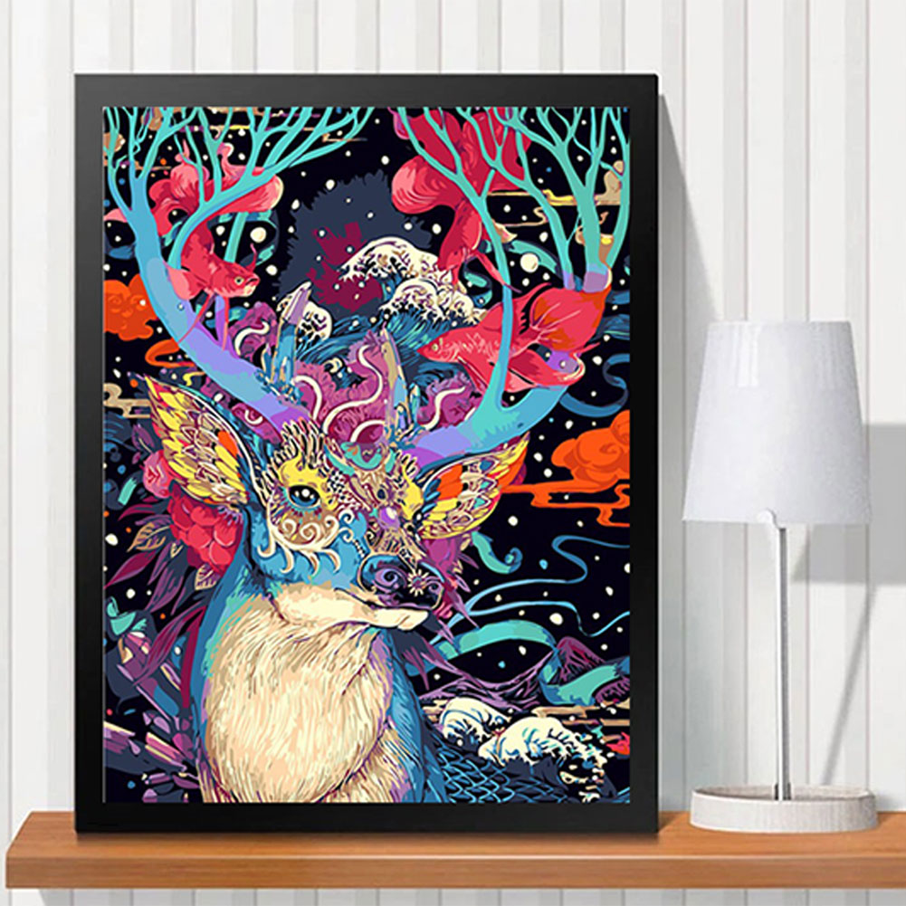 Colorful Deer 5D Full Diamond Wall Art Painting DIY Cross Stitch Home Decor