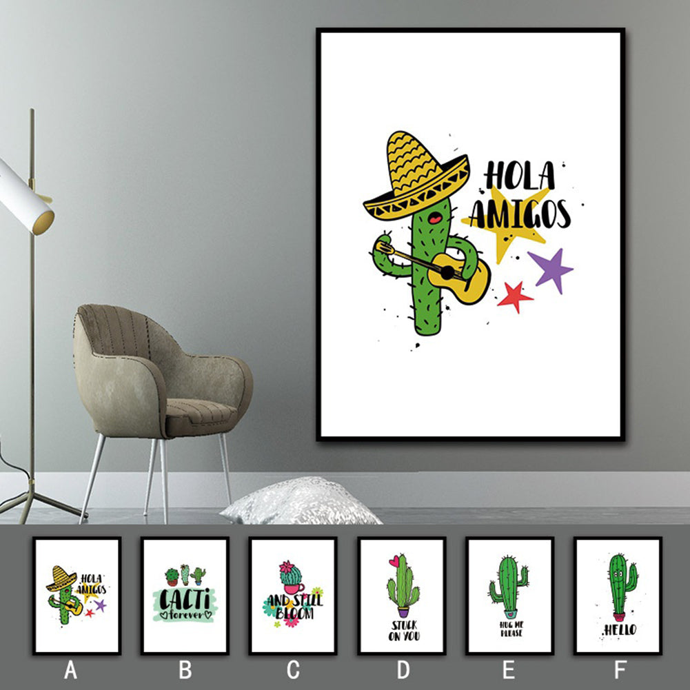 Cartoon Cactus Nordic Picture Minimalist Canvas Painting Poster Wall Art Decor