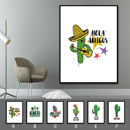 Cartoon Cactus Nordic Picture Minimalist Canvas Painting Poster Wall Art Decor