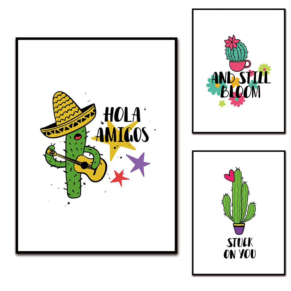 Cartoon Cactus Nordic Picture Minimalist Canvas Painting Poster Wall Art Decor