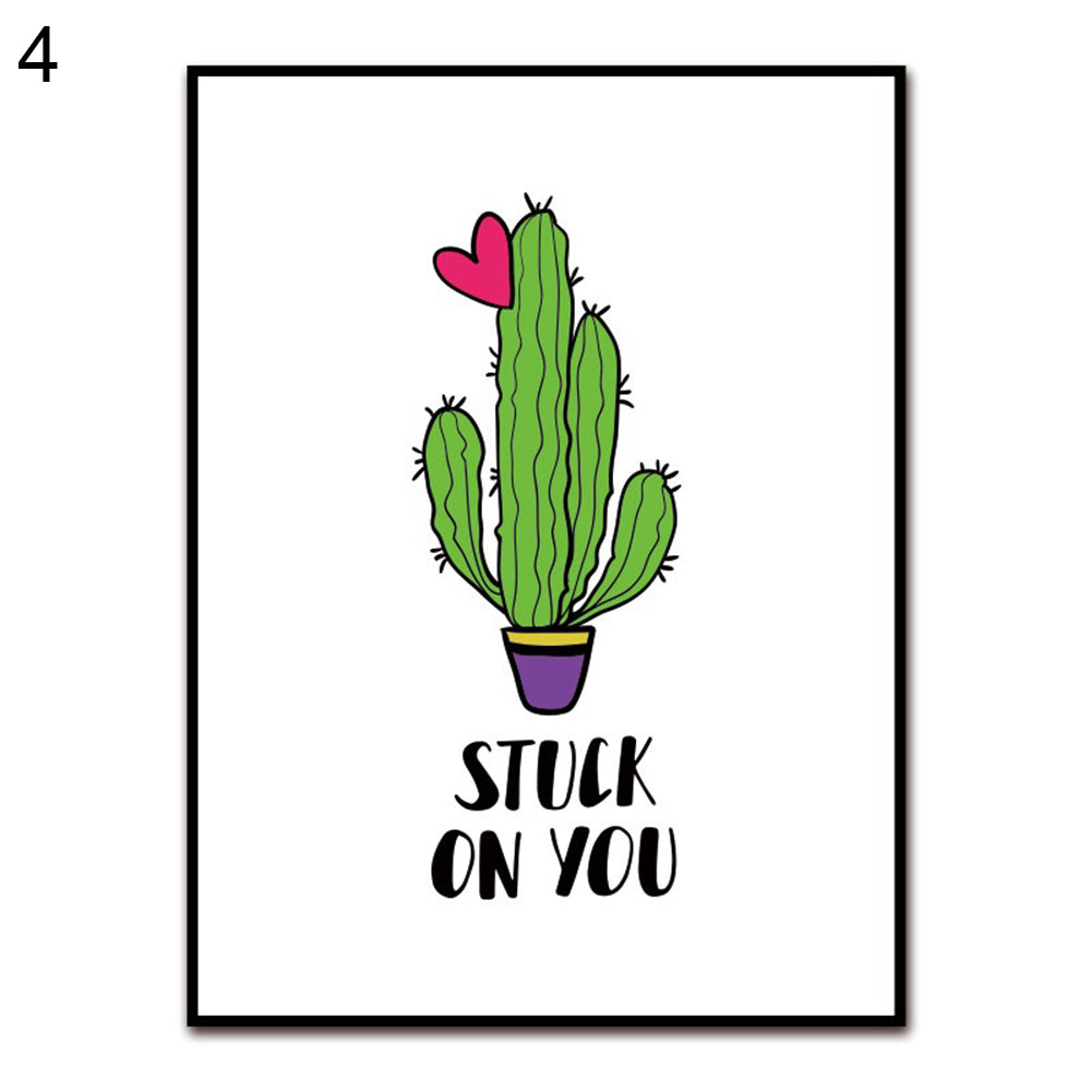 Cartoon Cactus Nordic Picture Minimalist Canvas Painting Poster Wall Art Decor