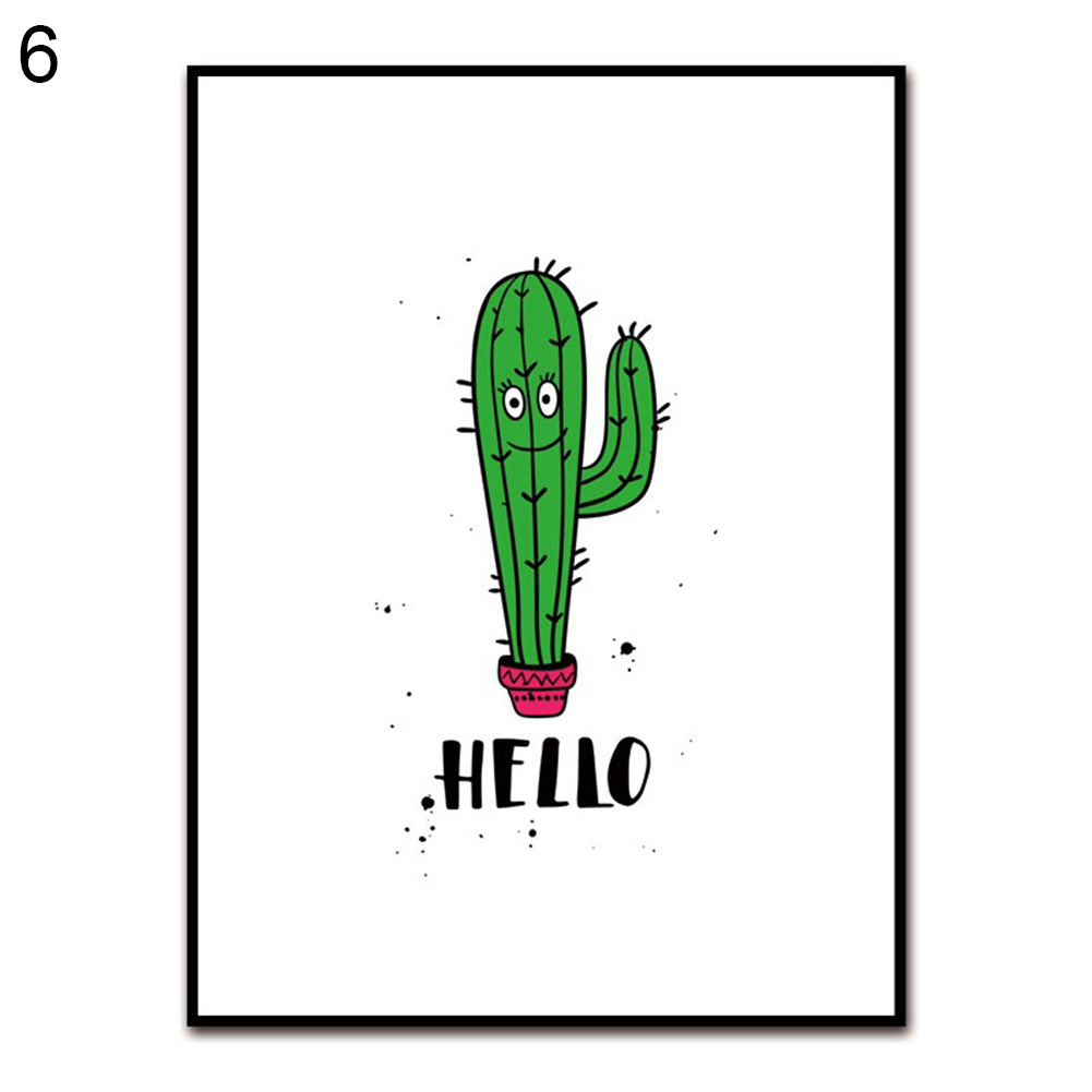 Cartoon Cactus Nordic Picture Minimalist Canvas Painting Poster Wall Art Decor