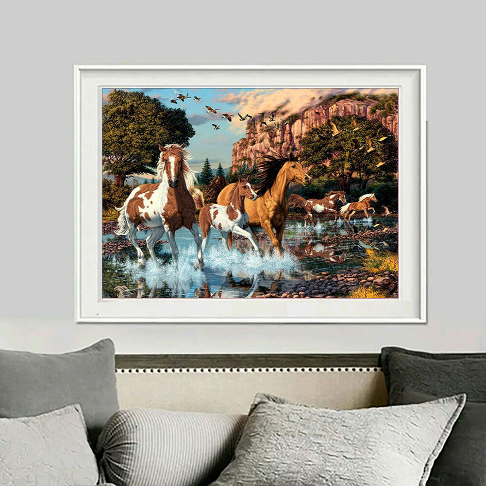 Horse Moon Night DIY Partial Diamond Painting Cross Stitch Craft Home Wall Decor