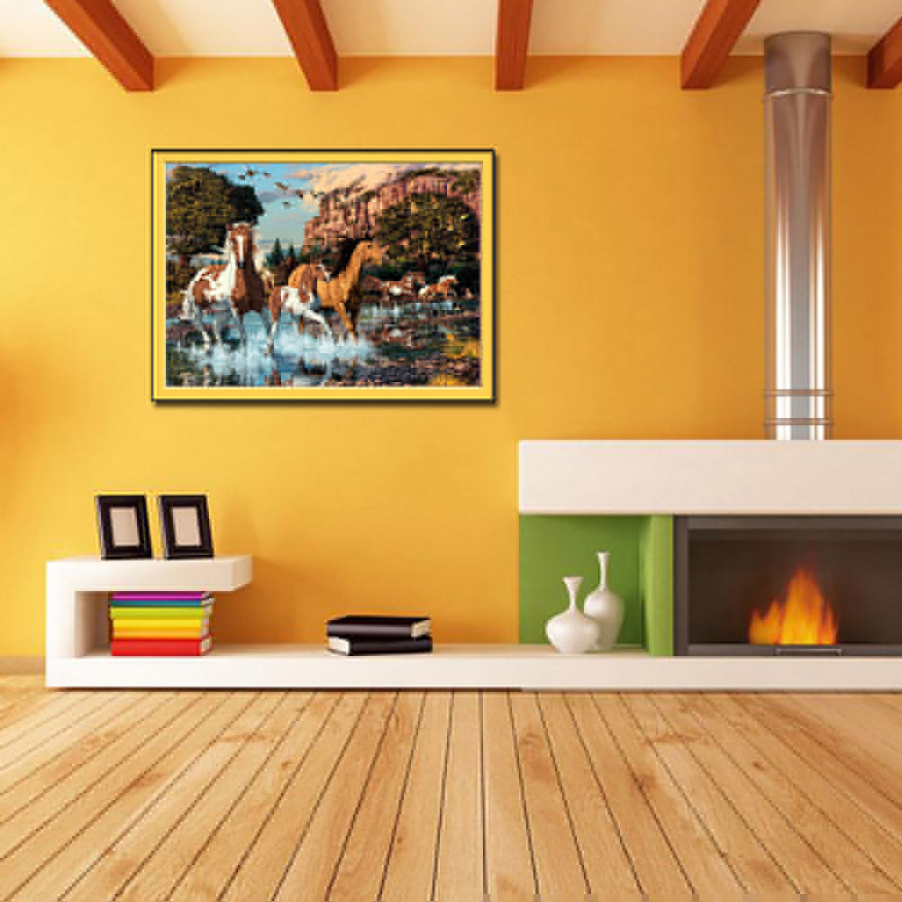 Horse Moon Night DIY Partial Diamond Painting Cross Stitch Craft Home Wall Decor