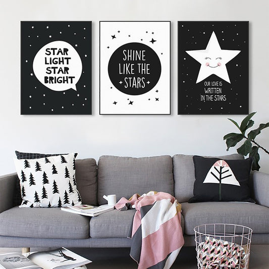 Modern Nordic Star Moon Painting Decorative Picture Home Wall Art Decor Posters