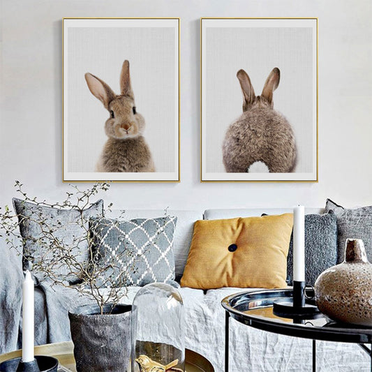 Cute Animal Rabbit Canvas Poster No Frame Painting Art Office Room Wall Picture