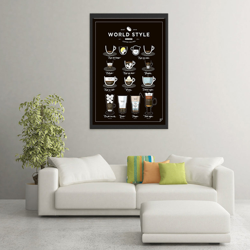 Modern Coffee Drinks Pattern Painting Canvas Wall Art Hanging Shop Home Decor