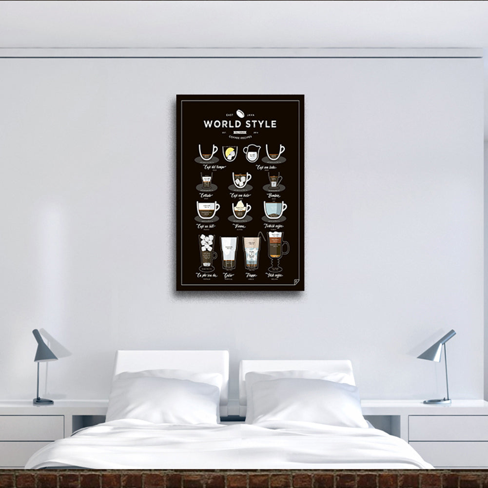 Modern Coffee Drinks Pattern Painting Canvas Wall Art Hanging Shop Home Decor