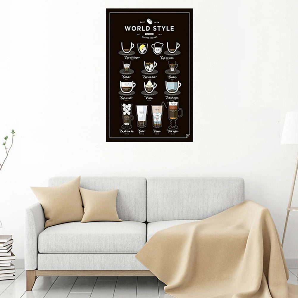Modern Coffee Drinks Pattern Painting Canvas Wall Art Hanging Shop Home Decor