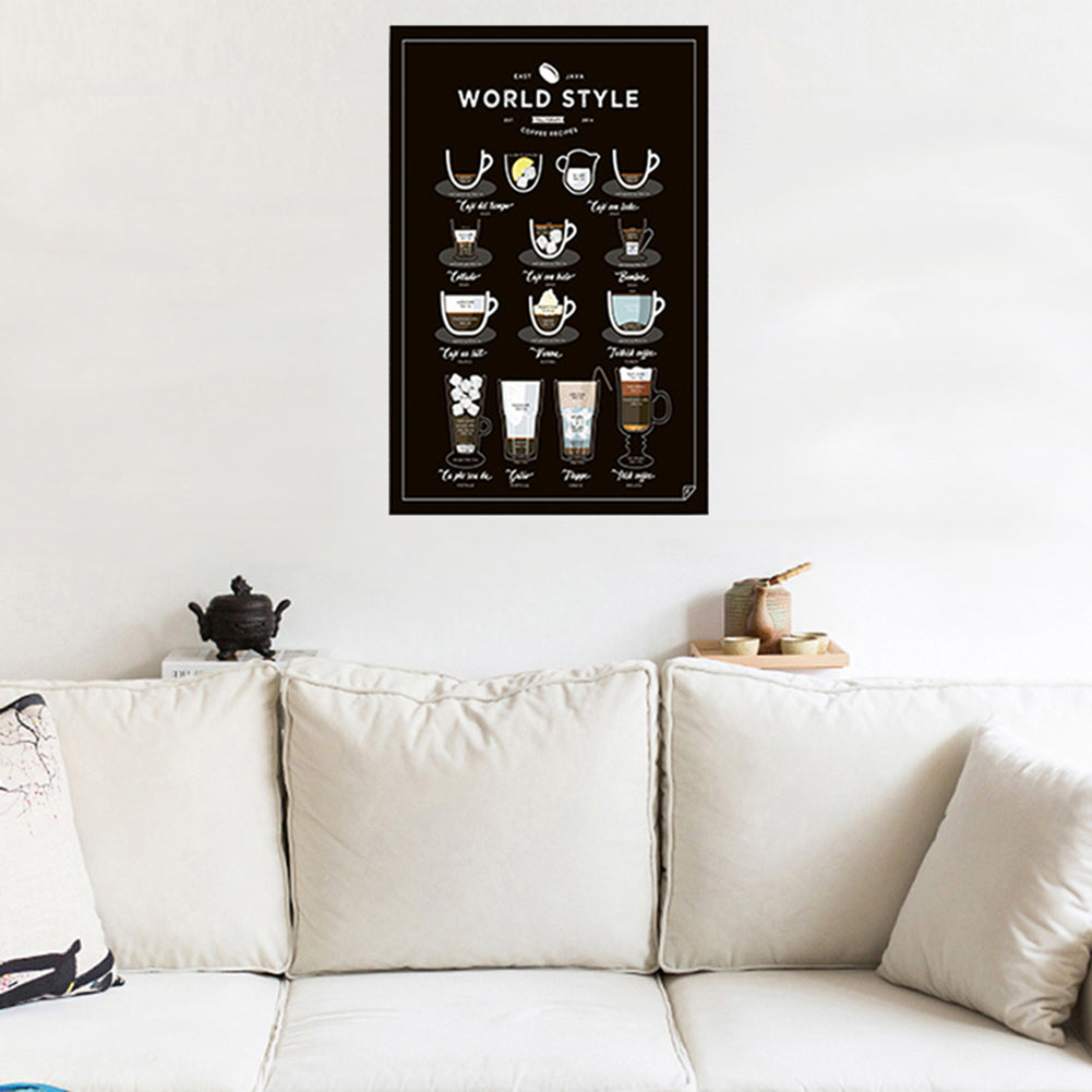 Modern Coffee Drinks Pattern Painting Canvas Wall Art Hanging Shop Home Decor