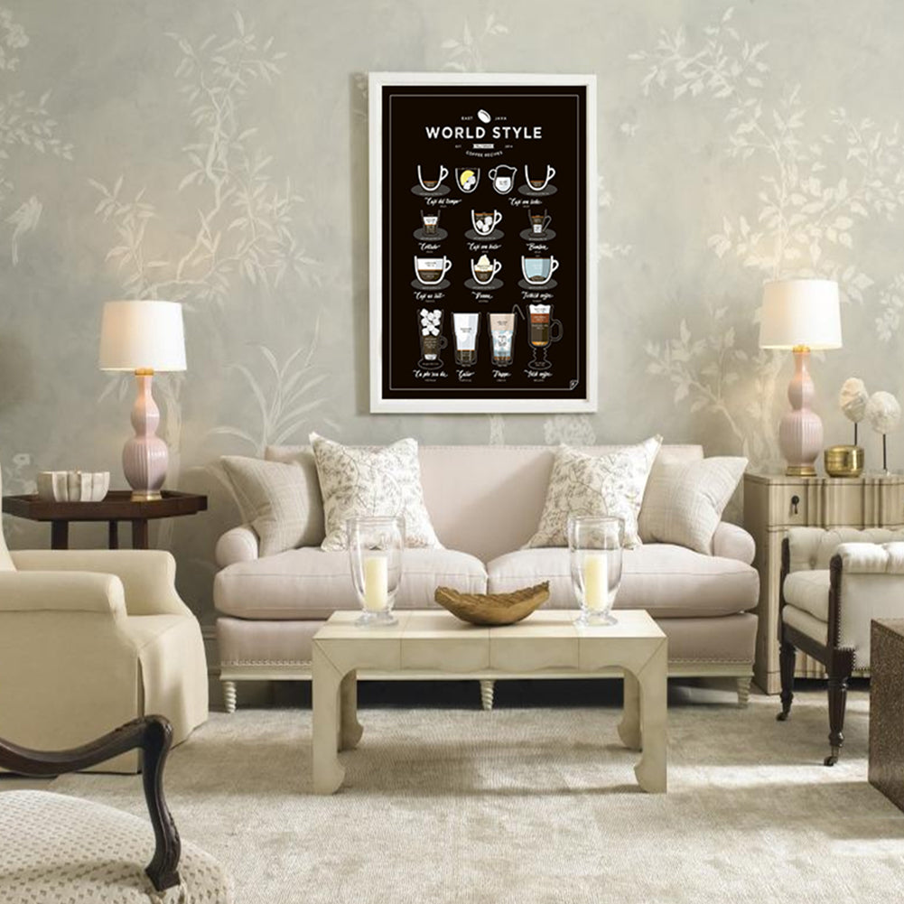 Modern Coffee Drinks Pattern Painting Canvas Wall Art Hanging Shop Home Decor