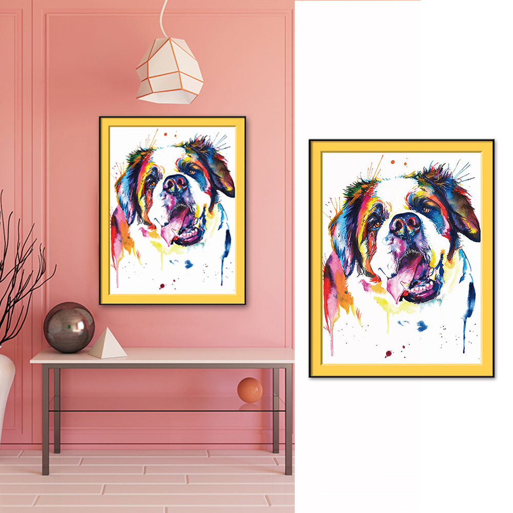 Modern Colorful Dog Frameless Wall Oil Painting Living Room Bedroom Home Decor