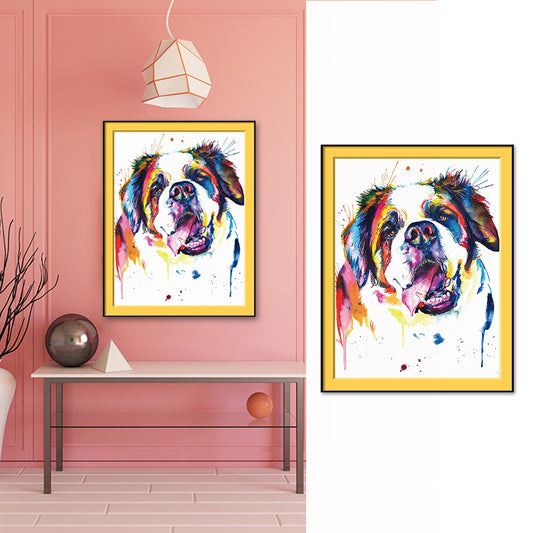 Modern Colorful Dog Frameless Wall Oil Painting Living Room Bedroom Home Decor