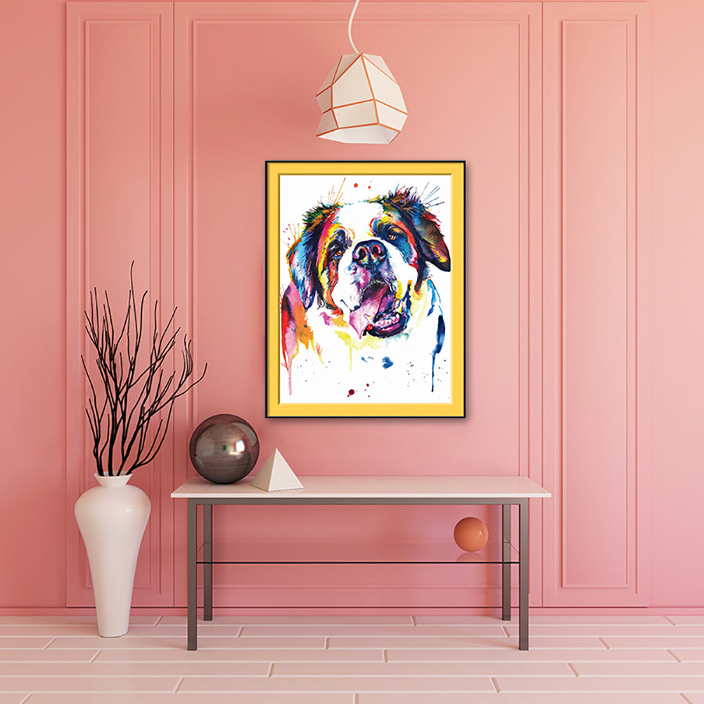 Modern Colorful Dog Frameless Wall Oil Painting Living Room Bedroom Home Decor