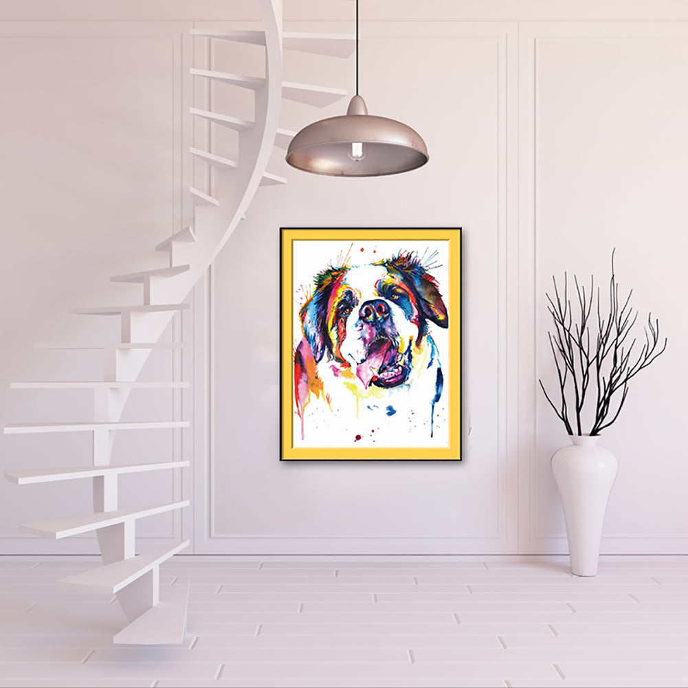 Modern Colorful Dog Frameless Wall Oil Painting Living Room Bedroom Home Decor