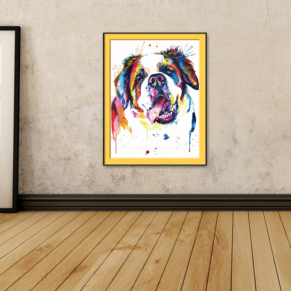 Modern Colorful Dog Frameless Wall Oil Painting Living Room Bedroom Home Decor